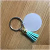 Party Favor 4cm Keychains Fashion Transparent Acrylic Circar Key Buckles Suede Tassel Keyring Highly Quality Knapsack 2 45TW G2 Drop Dhyub