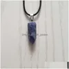 Pendentif Colliers Agate Naturelle Rose Quartz Cristal Pierre Mixte Point Hexagonal Pilier Simple Collier Élégant Taille 22X9Mm Dro Dhgarden Dhse5