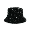 Berets Eimer Hut für Frau Glitter Pailletten Baumwollmütze Frühling Sommer Flat Fisherman Hats Hip Hop Casual Mode Sonnenschutz 2023 Pros22