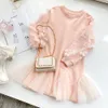 Girl's Dresses Girls Fashion Kids Cotton for Winter Outfits Casual Pink Color Toddler Girl with Lace Flower 230202