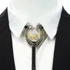 Bow Ties Naturel Stone Gold Eagle Bolo Tie för Man Cowboy Western Cowgirl Leather Rep Zinc Eloy Neckiebow Bowbow