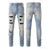 Мужские джинсы Дизайнерские джинсы Хип-хоп Модные джинсы с дырками на молнии Ретро рваные складки Дизайн для езды на мотоцикле Крутой тонкий