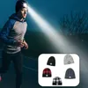 Kulkapslar LED -lampa stickad hatt 2023 Autumn and Winter Warm Outdoor Night Large Lattice Cycling Lighting Hatgloves Running i1S3