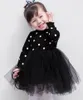 Девушка платья сладко рожденные девочки девочки Bowknot Mesh Dot Princess Dress Press Prompare Farty Sweater Tutu Tullede