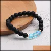 Beaded Strands 6mm Fashion Design Crystal Glass Flash Stone Bead Armband For Women Men Colorf Natural Black Matte Agate Ethnic Dro Otuhz