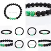 Perles de pierre de lave noire brin perles vertes bracelets chakra bracelet diffuseur d'huile essentielle roche volcanique livraison goutte bijou Dhgarden Dhawx