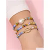 Beaded Bohemina Fashion Jewelry Strands Colof Personality Shaped Glass Beads Bracelet Set Metal Shell Faux Pearl Bracelets Drop Deliv Dhfyt