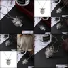 Pendant Necklaces Owl Necklace Vintage Hollow Cute Retro Carved Sweater Chain For Women Long Drop Delivery Jewelry Pendants Dhlhj