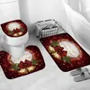 Toalettstol täcker 3st julomslag Santa Claus Badrummatta Xmas Decor Rug Home Non-Slip