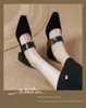 Kobiety Nature zamszowe Grube Obcasy Smallhut Nowy 2023 Spring Black Moreli Square Pumps Eleganckie danie metalowe buty 230202