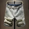 Men's Shorts Summer Men Ripped Hole Denim Casual Straight Fashion Vintage Bleach Street Motorcycle Short Jeans Male Bermuda Y2302