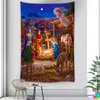 Tapestries Christmas Tapestry Nativity Scene Wall Hanging Jesus Angel Easter Decor Christ Birth Manger Krippen Decoration 230201