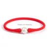 Bärade naturliga sötvatten Edison Pearl Strand -armband Ctured White Color Roud Pearls Elastic Bangle For Women Jewelry Drop Delivery DH0LF