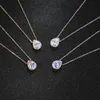 Pendant Necklaces Poulisa Purple Crystal Water Drop Necklace Zirconia S925 18K Gold Plated Neck Necklaces with Pendant 925 Sterling Silver Chain G230202