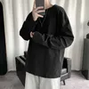 Men's T-Shirts HybSkr Korean Style Solid Color Long Sleeve T-shirt Fashion Streetwear Casual Loose Unisex Pullovers Clothing Y2302