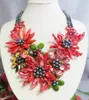 Choker Sweet African Shell Beads Halsband Red Flower Jewelry 20 "