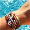 Bangle Boho Acrylic Bead Bracelet Custom Jewelry Mticolor Handmade Letter Initial Bracelets Summer Beach Drop Delivery Otnrn