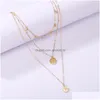 Pendant Necklaces Fashion Jewelry Mti Layer Necklace Gold Wafer Choker Drop Delivery Pendants Dhulj