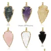 Pendant Necklaces Triangle Shape Crystal Stone Pendants Natural Gemstone For Necklace Women Jewelry Drop Delivery Dh5Fb