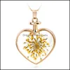 Pendentif Colliers Chaîne Collier Transparent Cristal Verre Rond Flottant Médaillon Fleur Séchée Sier Drop Delivery Bijoux Pendentifs Dheag