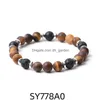 Perles 8 mm mat œil de tigre perles de pierre hématite lave brin bracelets pour femmes hommes yoga bouddha énergie bijoux livraison directe Dhgarden Dhkvu