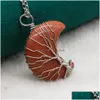 Collares pendientes Piedra de luna Estilo de alambre de piedras preciosas naturales para niñas Joyería de la suerte Amor Deseo Regalo Entrega de gota Colgantes Dhiqa