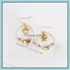 Hoop Huggie Mode Starfhish Dangle Boucles D'oreilles En Alliage D'or Sea Shell Charme Bijoux Pour Femmes Cercle Rond Avec Des Perles De Pierre D'été Dr Otake