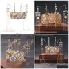 Pinces à cheveux Barrettes Forseven Long Tassel Phoenix Coronet Perles Simated Diadèmes Et Couronnes Bandeaux Bâtons Bijoux De Mariage Chinois Dhzgp