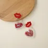 Pendientes colgantes 2023 Día de San Valentín amor corazón para mujer moda corazones lentejuelas labio acrílico pendiente colorido dulce joyería regalo esposa