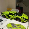 Technic Racing Car Block Lambor Green Super Sport Car Modelo 3696pcs Bloco de constru￧￣o Toys Brick Kids Presente Compat￭vel com 42115