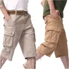 Men's Shorts Long Length Cargo Pants Summer Casual Cotton Baggy Multi Pocket Cropped Trousers Hip Hop Hot Breeches Military Army Y2302