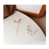 Stud Fashion Delicate Alloy Small Fresh Flower Earrings Individual Character Asymmetry Ear Bone Clip Pearl Tassel Long Women Gifts 3 Dh4Ow