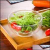 Bowls Double Layer Transparent Glass Bowl Heatresistant High Borosilicate Salad Vegetable Dessert Ice Cream Tableware Drop Delivery Dhhpr