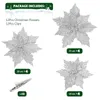 Dekorative Blumen Weihnachten Künstlicher Weihnachtsstern Baum Blumendekorationen Glitterfake Withornaments Decor Poinsettias Clips Silver Stem