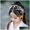 Hair Clips Barrettes Tassel Fake Earrings Hairband Chinese Style Leaf Long Headband Hanfu Travel Pography Fairy Jewelry Drop Deliv Dhkn7