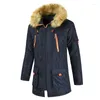 メンズダウンパーカージャケットメンズコートファーフード冬の暖かさはカジュアルアウトウェアコートを厚くします