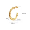 Hoop Earrings Minimalist Twist Texture For Women C Shape Gold Plated Stainless Steel Earring Weddinng Birthday Jewelry Gifts