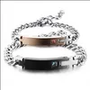 Link Chain 316L Stainless Steel True Love Couple Bracelet With Crystal Valentines Gift Romantic Mens Bracelets Cross Charm For Wome Ot5Eu