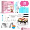 Baking Pastry Tools 172Piece Cake Turntable Decoration Nozzle Set Pi Bag Tpu Russian Reusable Mold Drop Delivery Home Garden Kitch Dhqh5