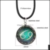 Pendant Necklaces Fashion 12 Constellation Necklace Design Zodiac Sign Horoscope For Women Men Glass Cabochon Jewelry C3 Drop Delive Dhtrm