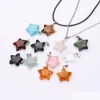 Pendant Necklaces Fivepointed Star Natural Crystal Rose Quartz Necklace Pentagram Shape Chakra Healing Jewelry For Women Men Dhgarden Dhdgw