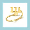 Bandringen verstelbare minimalistische vingerring sieraden 111 777 888 999 666 roestvrij staal Gold Pating Lucky Angel Number Druppel Otwrq