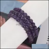 Link Chain Handmade Gem Semi Precious Gemstone 8Mm Round Beads Stretch Bracelets For Women Men Natural Amethyst Jewelry Wholesale D Otadr