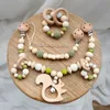 Ratels Mobiles Baby speelgoed Wooden PRAM Clip Pacifiersketting Mobiele kinderwagen Arch Wood Ring Gym Puzzelbed Bell rond Neborn 230202