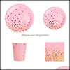 Serviessets Set Stam Wegwerpservies Happy Birthday Party Decor Kinderen Bruiloft Roze Zwart Drop Delivery Huis Tuin Keuken D Dhh83