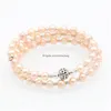 Beaded Love Wish Pearl Wrap Bracelet Freshwater Ctured Dyed Color Bangle Adjustable Beads Jewelry For Women Drop Delivery Bracelets Dhsj8