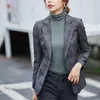 Damskie garnitury Blazery pojedynczy płaszcz 2023 Autumn Fashion Casual Temperament Slim Professional Lattice Bluckle Mały garnitur