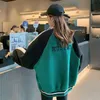 Kvinnorjackor Deeptown Baseball Jacket Harajuku Lambs Wool Green Korean Style Varsity Jacket Kvinnor förtjockar fleece Chic Coats Woman Winter 230202