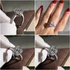 Wedding Rings Vagzeb Luxury Sier Color Solitaire Cubic Zirconia Round Cut Genuine Engagement Party Jewelry Drop Delivery Ring Dho1Y