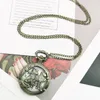 Pocket Watches 2023 Design Bronze Dog Wolf Hollow Quartz FOB Med Chain Cool Pendant Clock Gift for Women Men